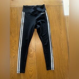 Adidas Kids Black Leggings with Silver Stripes